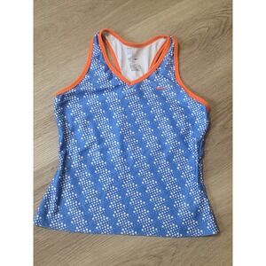 Nike Girls Dri-FIT Racerback Tank Top Blue Orange Dotted Print M 10-12 Sports